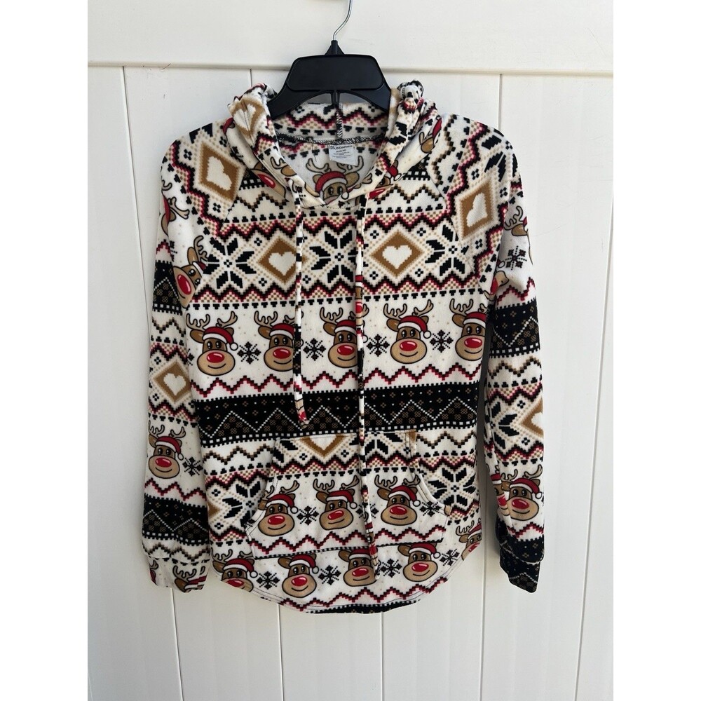 No Boundaries Hoodie Boys Medium 8-10 Fleece Christmas Reindeer